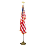 Deluxe U.S. Flag and Staff Set, 60" x 36" Flag, 8 ft Oak Staff, 2" Gold Fringe, 7" Goldtone Eagle, Heavyweight Nylon-(AVTMBE031400)