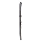 Stainless Steel Porous Point Pen, Stick, Fine 0.5 mm, Black Ink, Brushed Silver Barrel-(SAN1800702)