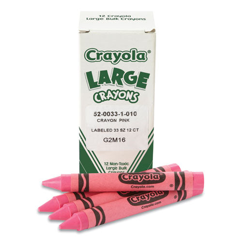Large Crayons, Carnation Pink, 12/Box-(CYO520033010)