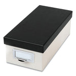 Index Card Storage Box, Holds 1,000 3 x 5 Cards, 5.5 x 11.5 x 3.88, Pressboard, Marble White/Black-(OXF406350)