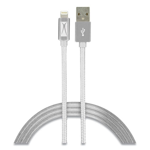 Fabric Apple Lightning Charging Cable, 6 ft, White-(ECAAL9184)