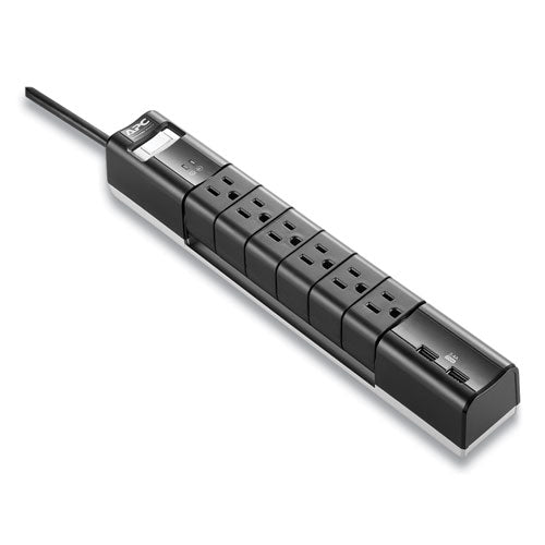 Essential SurgeArrest Surge Protector, 6 AC Outlets/2 USB Ports, 6 ft Cord, 1,080 J, Black-(APWPE6RU3)