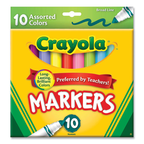 Non-Washable Marker, Broad Bullet Tip, Assorted Tropical Colors, 10/Pack-(CYO587725)