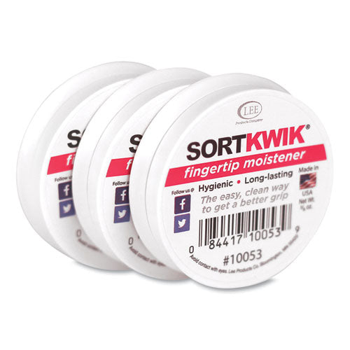 Sortkwik Fingertip Moisteners, 0.38 oz, Pink, 3/Pack-(LEE10053)