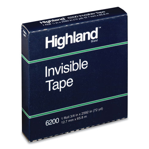 Invisible Permanent Mending Tape, 3" Core, 0.5" x 72 yds, Clear-(MMM6200122592)
