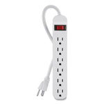 Power Strip, 6 Outlets, 3 ft Cord, White-(BLKF9P60903DP)