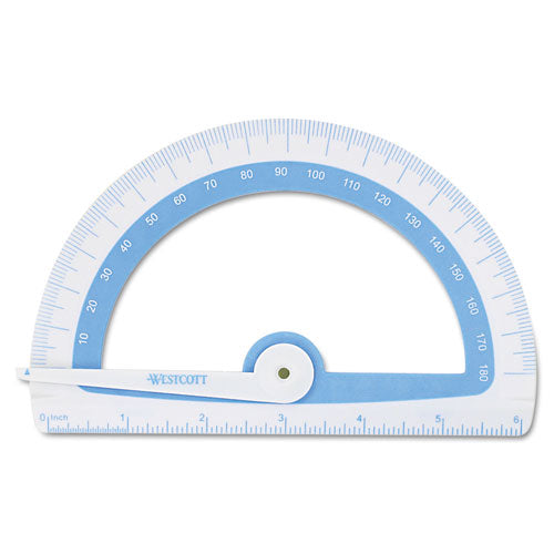 Soft Touch School Protractor with Antimicrobial Product Protection, Plastic, 6" Ruler Edge, Assorted Colors-(ACM14376)