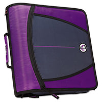 Large Capacity Zipper Binder, 3 Rings, 3" Capacity, 11 x 8.5, Purple-(CAED145PP)