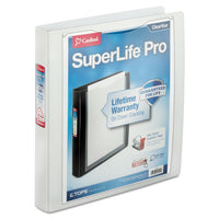 SuperLife Pro Easy Open ClearVue Locking Slant-D Ring Binder, 3 Rings, 1.5" Capacity, 11 x 8.5, White-(CRD54662)