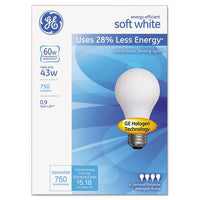 Dimmable Halogen A-Line Bulb, A19, 43 W, Soft White, 4/Pack-(GEL66247)