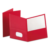 Twin-Pocket Folder, Embossed Leather Grain Paper, 0.5" Capacity, 11 x 8.5, Red, 25/Box-(OXF57511)