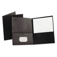 Twin-Pocket Folder, Embossed Leather Grain Paper, 0.5" Capacity, 11 x 8.5, Black, 25/Box-(OXF57506)