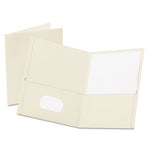 Twin-Pocket Folder, Embossed Leather Grain Paper, 0.5" Capacity, 11 x 8.5, White, 25/Box-(OXF57504)