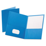 Twin-Pocket Folder, Embossed Leather Grain Paper, 0.5" Capacity, 11 x 8.5, Light Blue, 25/Box-(OXF57501)