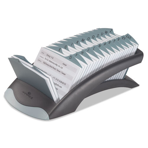 TELINDEX Desk Address Card File, Holds 500 2.88 x 4.13 Cards, 5.13 x 9.31 x 3.56, Plastic, Graphite/Black-(DBL241201)