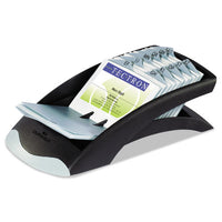 VISIFIX Desk Business Card File, Holds 200 2.88 x 4.13 Cards, 5 x 9.31 x 3.56, Plastic, Graphite/Black-(DBL241301)