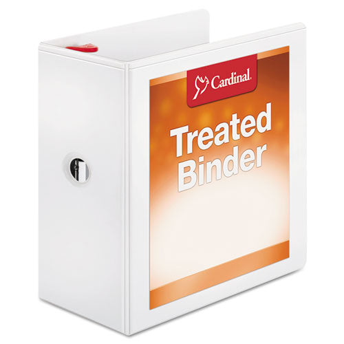 Treated ClearVue Locking Slant-D Ring Binder, 3 Rings, 5" Capacity, 11 x 8.5, White-(CRD32150)