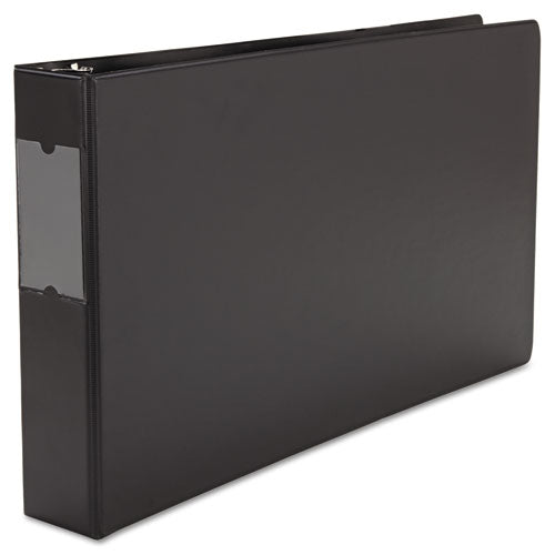 Ledger-Size Round Ring Binder with Label Holder, 3 Rings, 2" Capacity, 11 x 17, Black-(UNV35421)