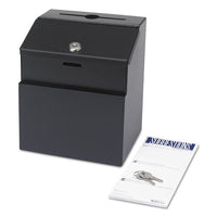 Steel Suggestion/Key Drop Box with Locking Top, 7 x 6 x 8.5, Black Powder Coat Finish-(SAF4232BL)