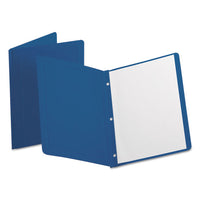 Title Panel and Border Front Report Cover, Three-Prong Fastener, 0.5" Capacity, Dark Blue/Dark Blue, 25/Box-(OXF52538)