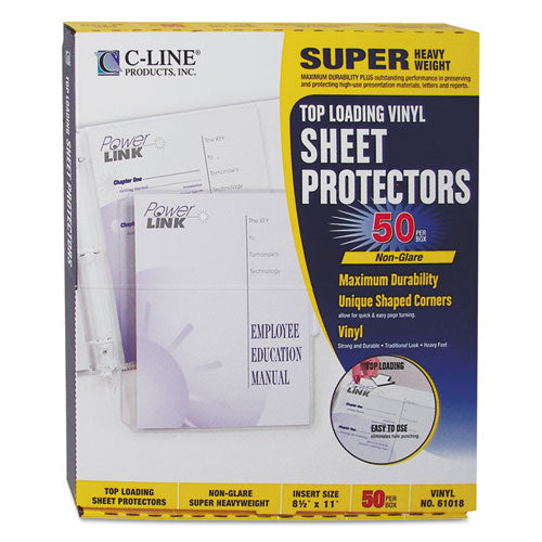 Super Heavyweight Vinyl Sheet Protectors, Nonglare, 2 Sheets, 11 x 8.5, 50/Box-(CLI61018)