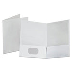 Linen Finish Twin Pocket Folders, 100-Sheet Capacity, 11 x 8.5, White, 25/Box-(OXF53404)