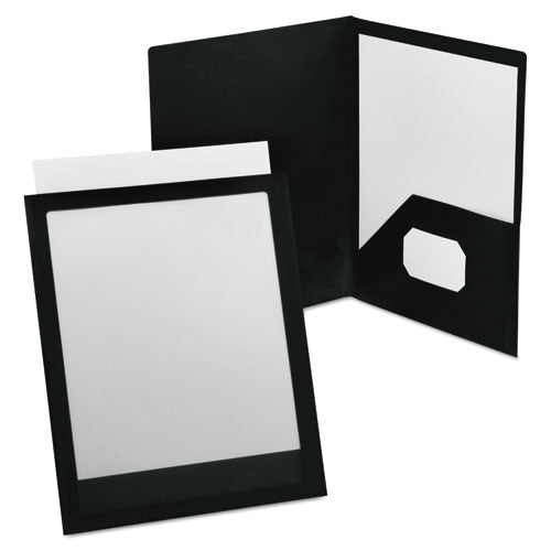 ViewFolio Polypropylene Portfolio, 100-Sheet Capacity, 11 x 8.5, Clear/Black-(OXF57442)