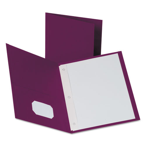 Twin-Pocket Folders with 3 Fasteners, 0.5" Capacity, 11 x 8.5, Burgundy, 25/Box-(OXF57757)