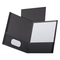 Linen Finish Twin Pocket Folders, 100-Sheet Capacity, 11 x 8.5, Black, 25/Box-(OXF53406)