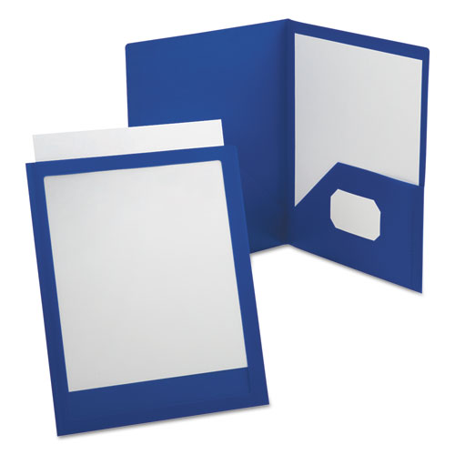 ViewFolio Polypropylene Portfolio, 100-Sheet Capacity, 11 x 8.5, Clear/Blue-(OXF57441)