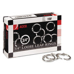 Metal Book Rings, 0.75" Diameter, 100/Box-(ACC72201)