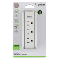 SurgePlus USB Swivel Charger, 3 AC Outlets/2 USB Ports, 918 J, White-(BLKBST300BG)