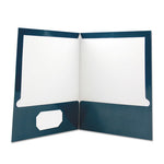 Laminated Two-Pocket Folder, Cardboard Paper, 100-Sheet Capacity, 11 x 8.5, Navy, 25/Box-(UNV56418)