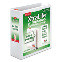 XtraLife ClearVue Non-Stick Locking Slant-D Ring Binder, 3 Rings, 3" Capacity, 11 x 8.5, White-(CRD26330)