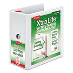 XtraLife ClearVue Non-Stick Locking Slant-D Ring Binder, 3 Rings, 5" Capacity, 11 x 8.5, White-(CRD26350)