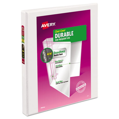 Durable View Binder with DuraHinge and Slant Rings, 3 Rings, 0.5" Capacity, 11 x 8.5, White-(AVE17002)