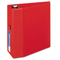 Heavy-Duty Non-View Binder with DuraHinge, Locking One Touch EZD Rings and Thumb Notch, 3 Rings, 5" Capacity, 11 x 8.5, Red-(AVE79586)