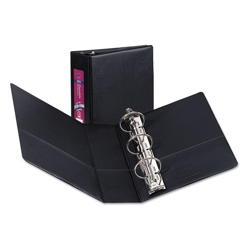 Mini Size Durable Non-View Binder with Round Rings, 3 Rings, 2" Capacity, 8.5 x 5.5, Black-(AVE27554)