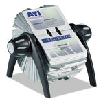 VISIFIX Flip Rotary Business Card File, Holds 400 2.88 x 4.13 Cards, 8.75 x 7.13 x 8.06, Plastic, Black/Silver-(DBL241701)