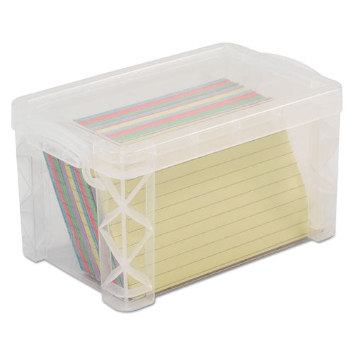 Super Stacker Storage Boxes, Holds 400 3 x 5 Cards, 6.25 x 3.88 x 3.5, Plastic, Clear-(AVT40307)