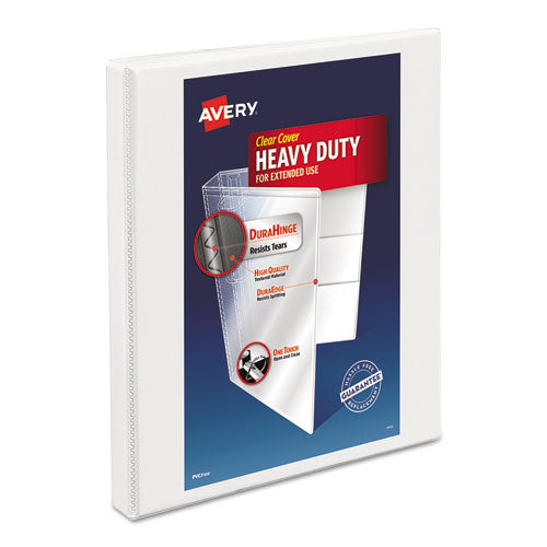 Heavy-Duty Non Stick View Binder with DuraHinge and Slant Rings, 3 Rings, 0.5" Capacity, 11 x 8.5, White, (5234)-(AVE05234)