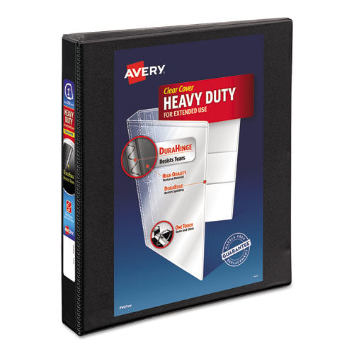 Heavy-Duty Non Stick View Binder with DuraHinge and Slant Rings, 3 Rings, 1" Capacity, 11 x 8.5, Black, (5300)-(AVE05300)