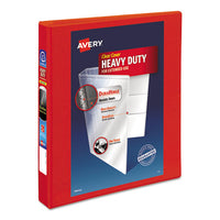 Heavy-Duty View Binder with DuraHinge and One Touch EZD Rings, 3 Rings, 1.5" Capacity, 11 x 8.5, Red-(AVE79171)