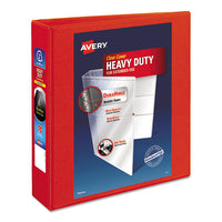 Heavy-Duty View Binder with DuraHinge and One Touch EZD Rings, 3 Rings, 2" Capacity, 11 x 8.5, Red-(AVE79225)