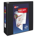 Heavy-Duty View Binder with DuraHinge and Locking One Touch EZD Rings, 3 Rings, 4" Capacity, 11 x 8.5, Black-(AVE79604)