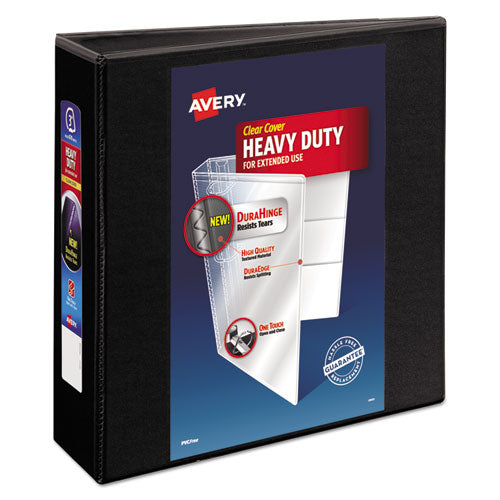 Heavy-Duty View Binder with DuraHinge and Locking One Touch EZD Rings, 3 Rings, 3" Capacity, 11 x 8.5, Black-(AVE79693)