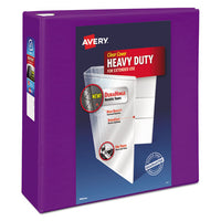 Heavy-Duty View Binder with DuraHinge and Locking One Touch EZD Rings, 3 Rings, 4" Capacity, 11 x 8.5, Purple-(AVE79813)