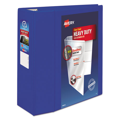 Heavy-Duty View Binder with DuraHinge and Locking One Touch EZD Rings, 3 Rings, 5" Capacity, 11 x 8.5, Pacific Blue-(AVE79817)