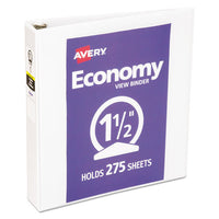 Economy View Binder with Round Rings , 3 Rings, 1.5" Capacity, 11 x 8.5, White, (5726)-(AVE05726)