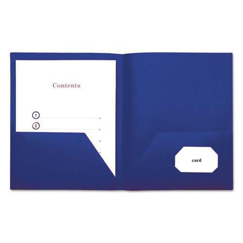 Two-Pocket Plastic Folders, 100-Sheet Capacity, 11 x 8.5, Navy Blue, 10/Pack-(UNV20541)